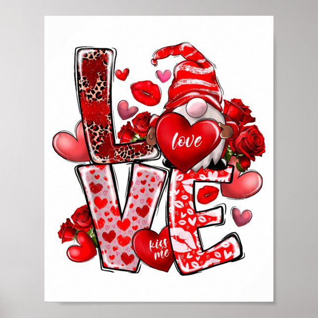 Póster Happy Valentine Gnome Heart Valentine's Day Couple (Frente)