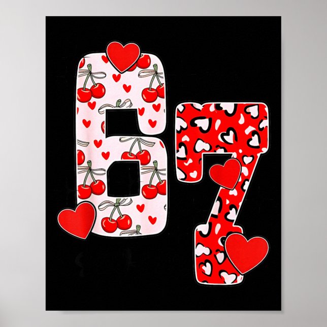 Póster Happy Valentine’s Day 67 Meme Hearts Coquette Bow  (Frente)