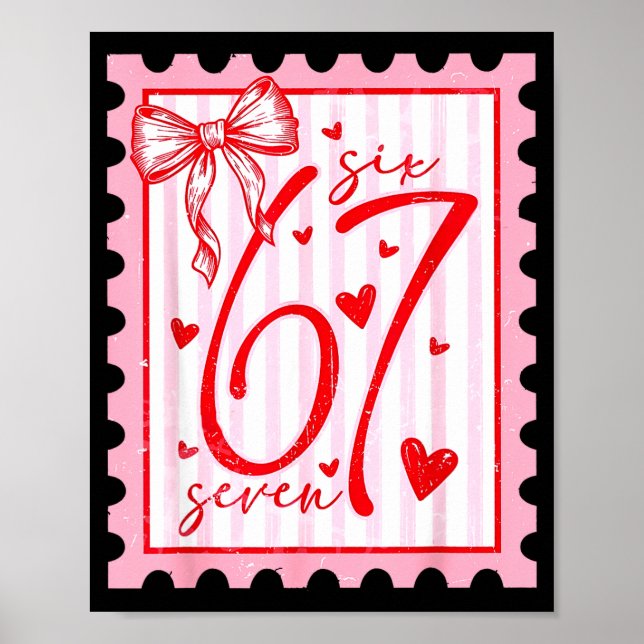 Póster Happy Valentine’s Day 67 Meme Hearts Coquette Bow  (Frente)
