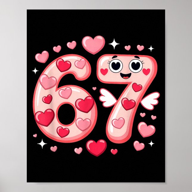 Póster Happy Valentine’s Day 67 Meme Hearts Coquette Bow  (Frente)