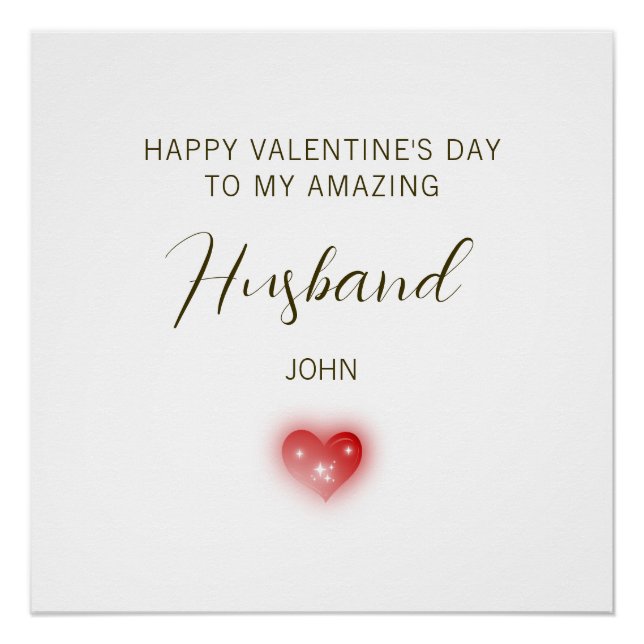 Póster Happy Valentine’s Day to My Amazing Husband (Anverso)