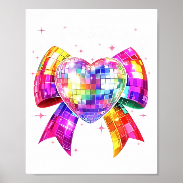 Póster Happy Valentine's Day Coquette Disco Ball Heart Gi (Frente)
