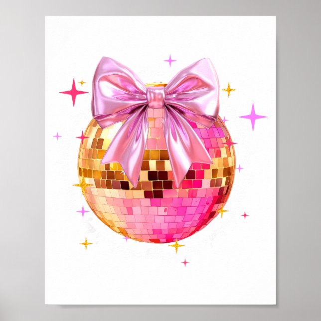 Póster Happy Valentine's Day Funny Coquette Disco Ball Gi (Frente)