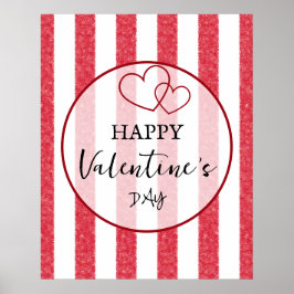 Póster Happy Valentine's Day Heart Stripes Poster