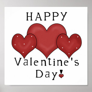Póster Happy Valentine's Day Hearts D7 Print/Sign