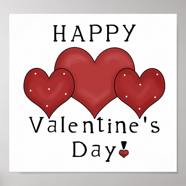 Póster Happy Valentine's Day Hearts D7 Print/Sign (Frente)