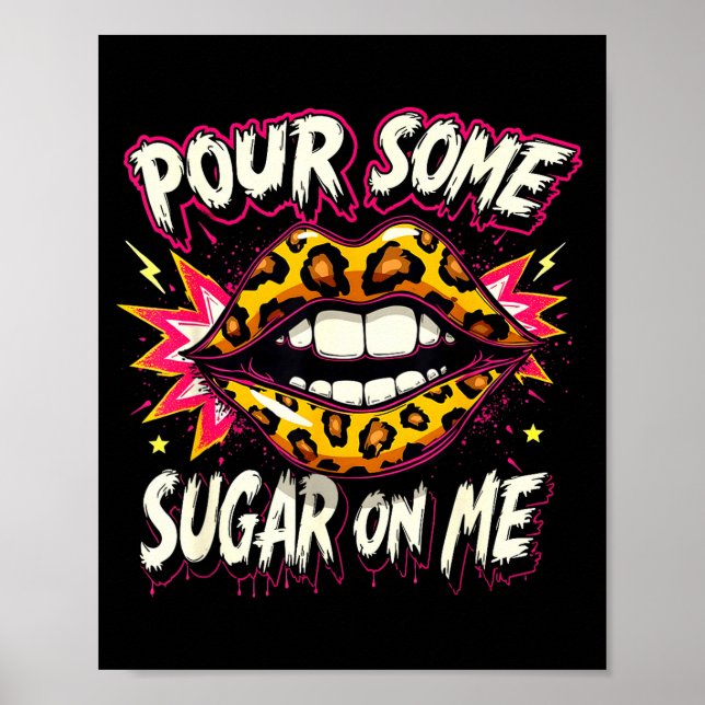 Póster Happy Valentine's Day Retro Leopard Lips Ur Some S (Frente)