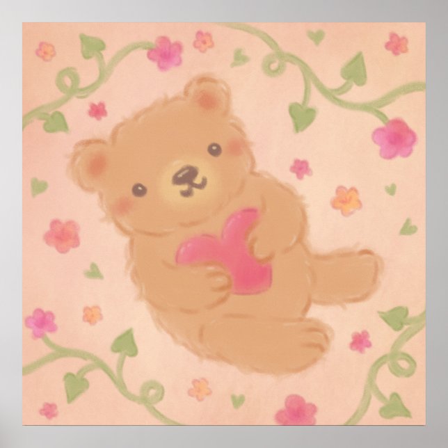 Póster Happy Valentine's Day with Teddy Bear (Frente)