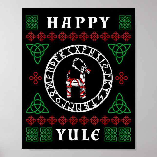 Póster Happy Yule Pagan Wicca Ugly Christmas Sweater  (Frente)