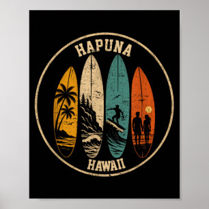 Póster Hapuna Beach Hawái Hombres Mujeres Surfista