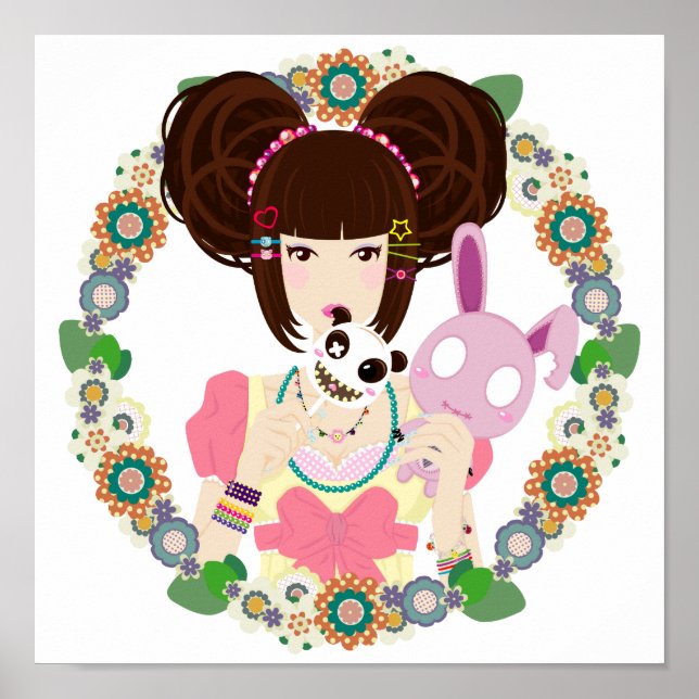 Póster Harajuku Chica Yuriko - frontera (Frente)