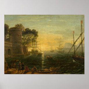 Póster Harbor at Sunset - Claude Lorrain Fine Art