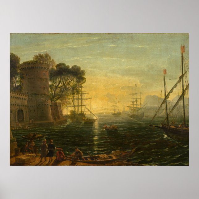 Póster Harbor at Sunset - Claude Lorrain Fine Art (Frente)