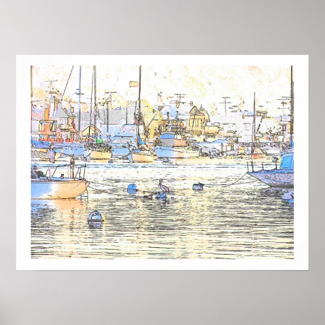 Póster Harbour Dawn & Pelican Print (Frente)