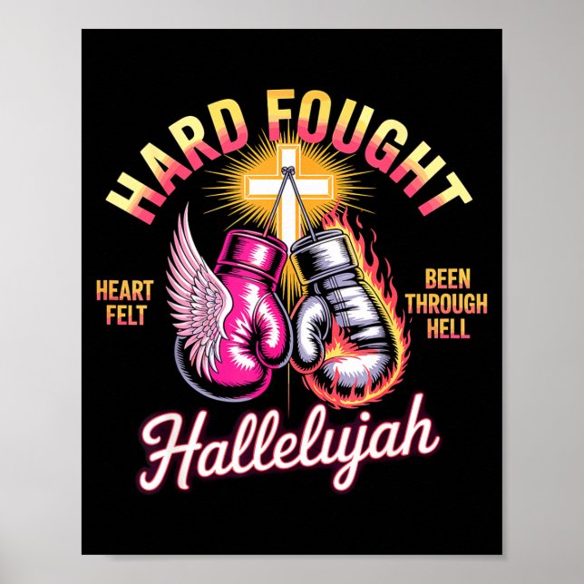 Póster Hard Fought Hallelujah Boxing Gloves Faith  (Frente)