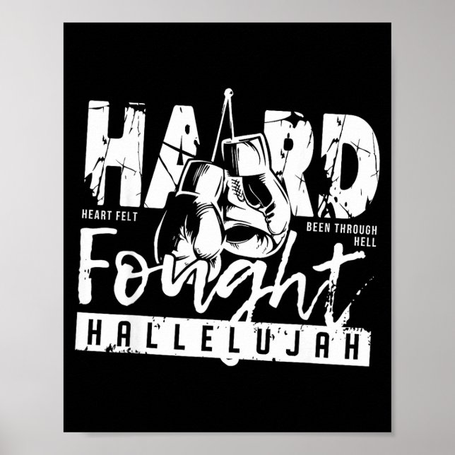 Póster Hard Fought Hallelujah Praise Jesus Bible Verse Ch (Frente)