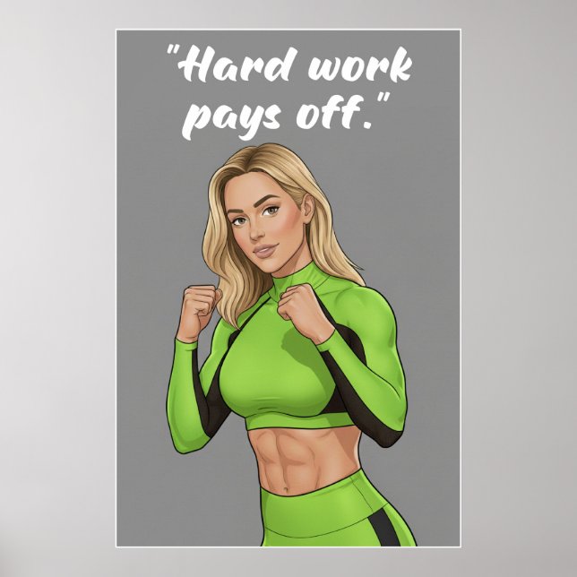 Póster Hard Work Pays Off – Fitness Motivation Poster (Frente)