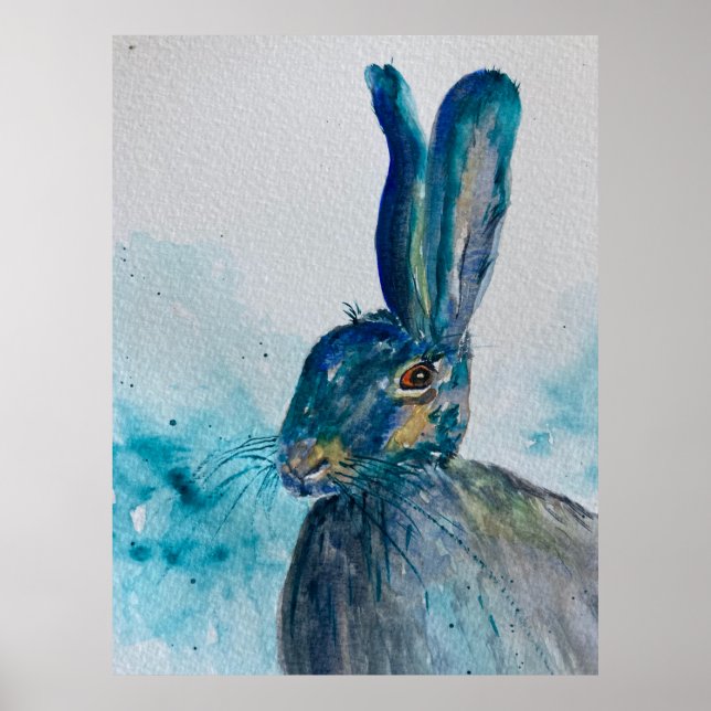 Póster Hare Rabbit Watercolor (Frente)