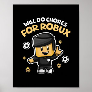 Póster Haré Tareas Domésticas Por Robux - Diseño Divertid