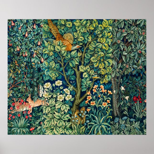 Póster Hares de ANIMALES FORESTALES, Pheasant Bird, Green (Frente)
