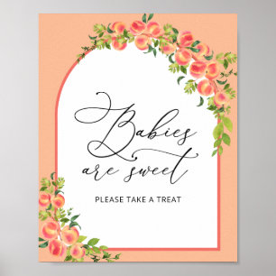 Póster Harina de agua dulce Peach Baby Shower Sweet Tret