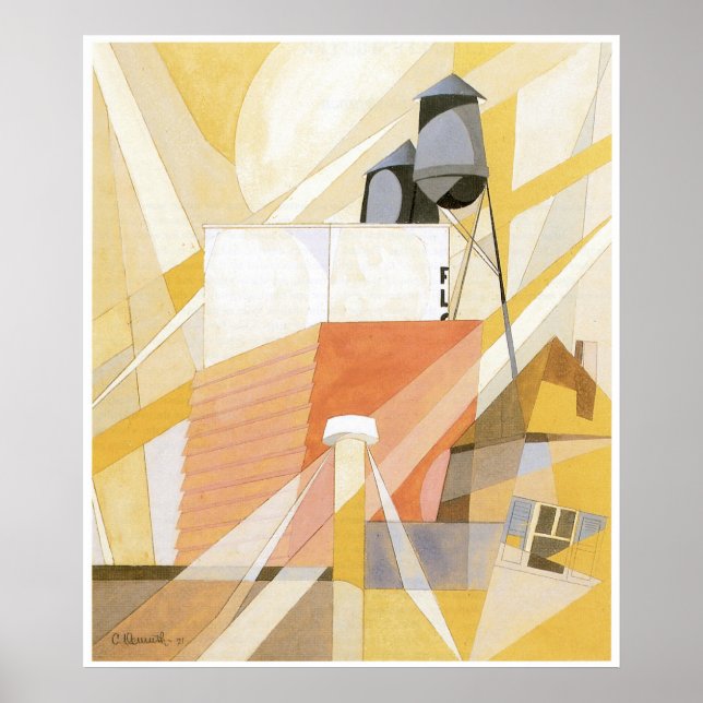 Póster Harina Mill (Fábrica), Charles Demuth (Frente)