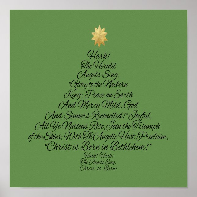 Póster Hark The Herald Angels canta el árbol de Navidad (Frente)