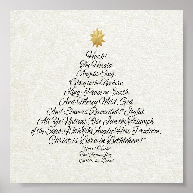 Póster Hark The Herald Angels canta el árbol de Navidad (Frente)