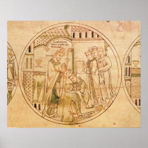 Póster Harl. Roll Y.6 roundel 11 St. Guthlac is Ordained