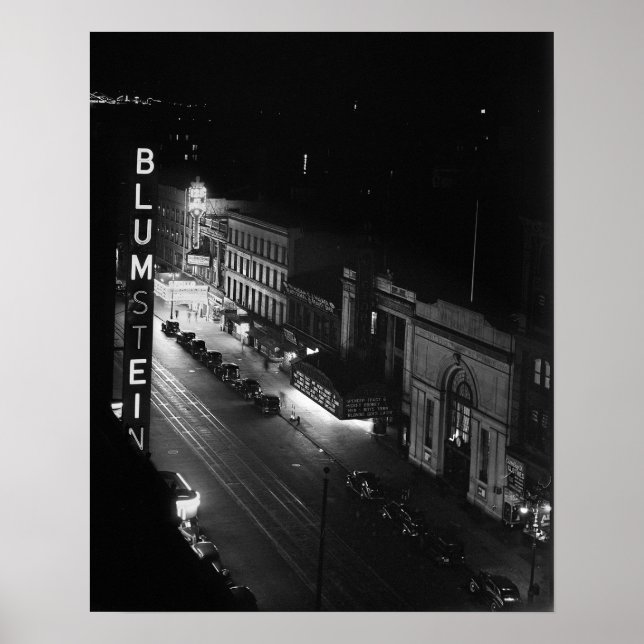 Póster Harlem de noche, 1941. Foto antigua (Frente)