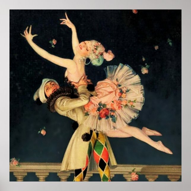 Póster "Harlequin and Columbine" por FX Leyendecker (Frente)