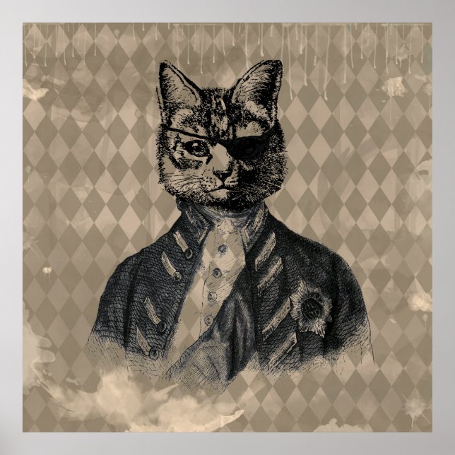 Póster Harlequin Cat Grunge (Frente)