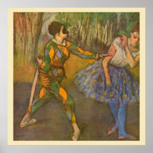 Póster Harlequin y Columbine por Edgar Degas Vintage Art