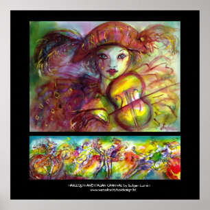 PÓSTER HARLEQUINA Y CARNAVAL ITALIANO