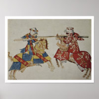 Harley 4205 f.366 Caballeros Jousting, c.1445 (vel