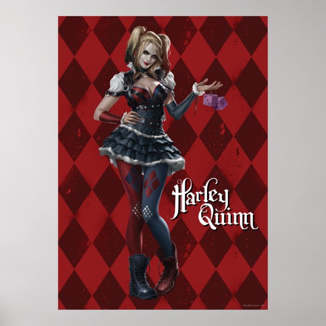 Póster Harley Quinn con dados difusos (Frente)