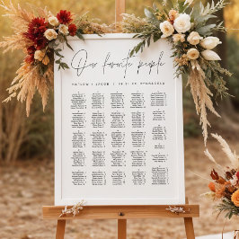 Póster HARLOW Asientos alfabéticos Minimalistas modernos