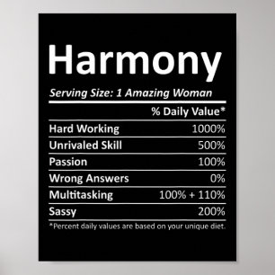 Póster Harmony Nutrición Nombre personalizado Graciosa Ch