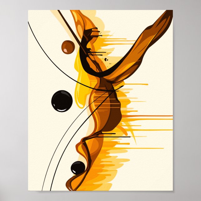 Póster Harmony of Amber and Black Abstract Motion (Frente)