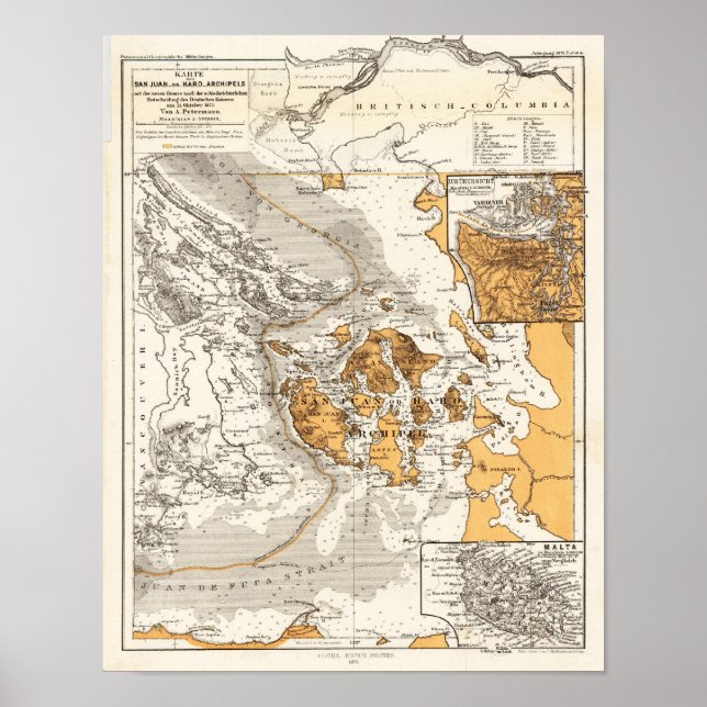 Póster Haro Straiit Vancouver Island Petermann 1873 (Frente)