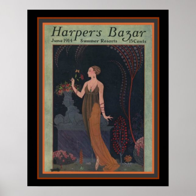 Póster Harper's Bazar - Barbier 1914 Funda Deco 16 x 20 (Frente)