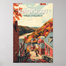 Póster Harpers Ferry West Virginia Travel Art Vintage