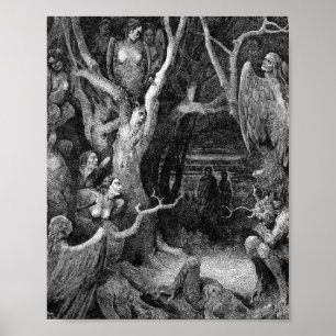 Póster Harpies En El Bosque De Suicidios Gustave Dore