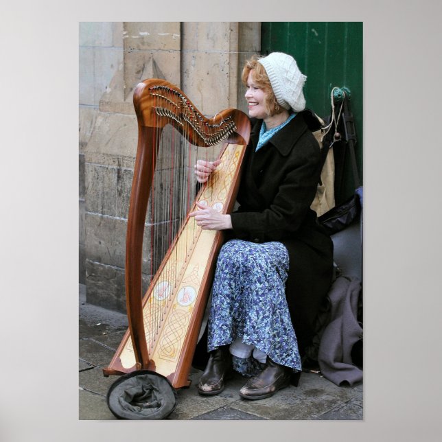 Póster Harpist irlandés (Frente)