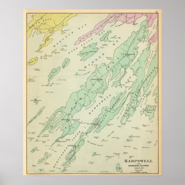 Póster Harpswell, adjacent islands (Frente)