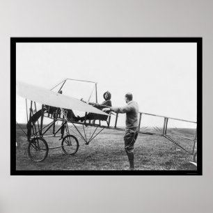 Póster Harriet Quimby en su aeroplano 1911