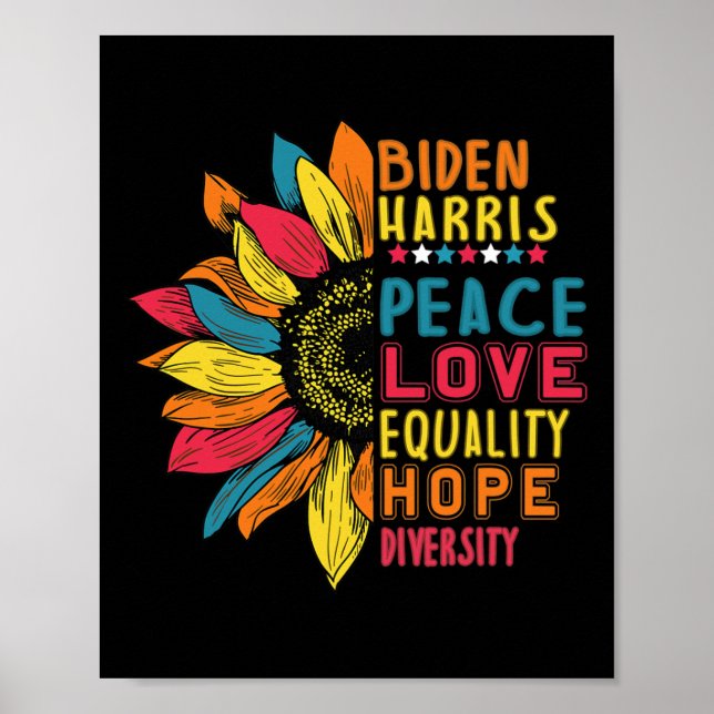 Póster Harris 2020 Peace Love Equality Hope Diversity 1 (Frente)