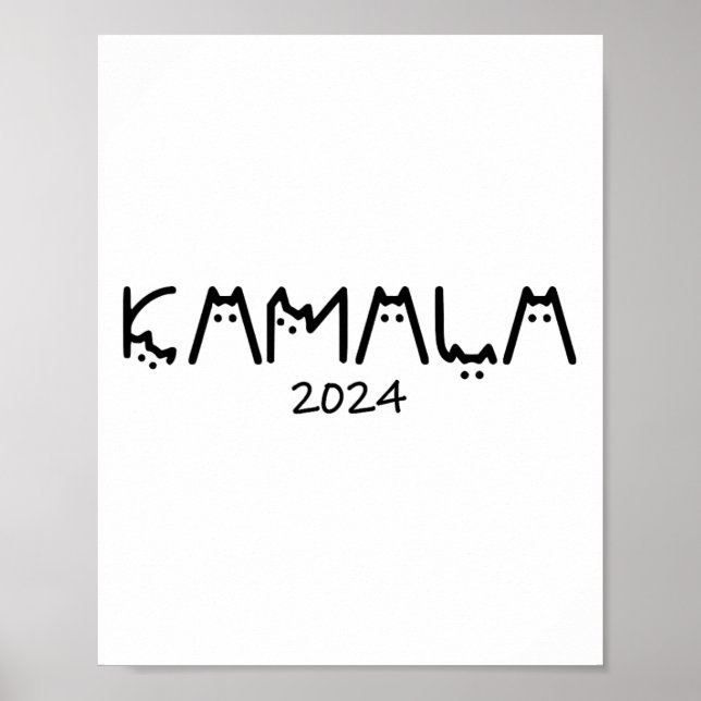 Póster Harris 2024 Graciosa Y Corta Gama De Gato Sin Hijo (Frente)