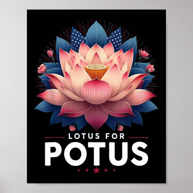 Póster Harris 2024 Lotus For Potus Trending President (Frente)