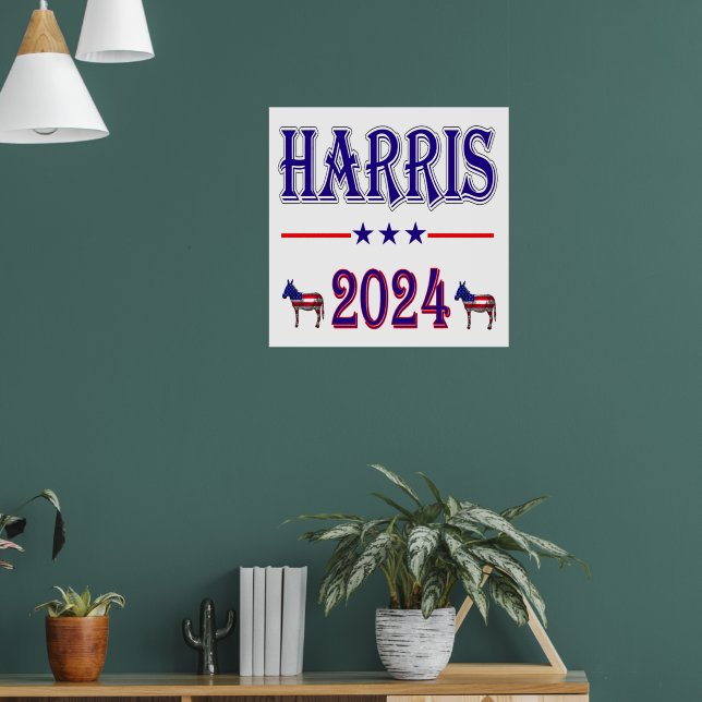 Póster Harris 2024 Pres Democrat Donkeys Bandera de Estad (Salón 1)